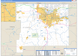 South Bend Metro Area Wall Map Basic Style 2026